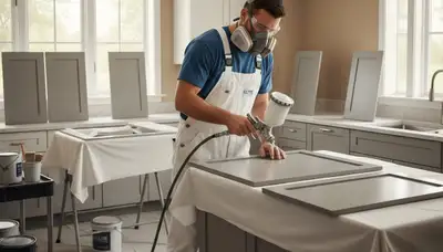 Cabinet painting service in Bloomington, IL for durable, professional kitchen cabinet refinishing