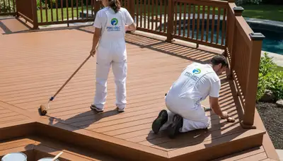 Deck painting service in Bloomington, IL protecting outdoor wood from weather damage
