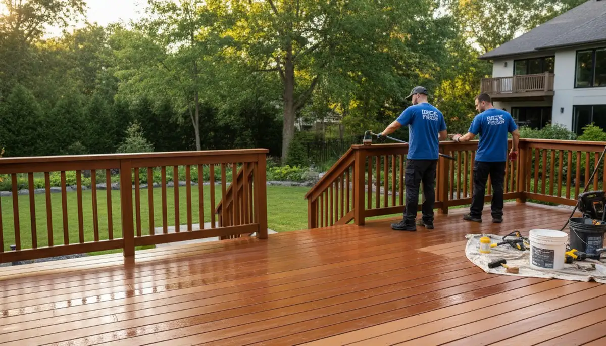Deck staining service in Bloomington, IL by Bloomington Paint Pros for lasting weather protection
